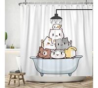 Ttincceer Cat Shower Curtain Cartoon Kitten in Bathtub Bathroom Curtain Funny Pet Animal Cats Polyester Shower Curtains Waterproof Mildew & Mould Resistant Bath Curtain 152x183cm