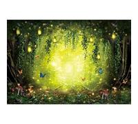 Ttincceer Enchanted Forests Backdrop 5x3ft Colorful Butterfly Mushroom Wonderland Background Fairy Tale Woodland Hanging Leaves Photography Backdrop Studio Portrait Shooting Props