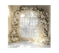 Ttincceer French Window Backdrop 15x10ft White Flower Arch Girl Birthday Photography Background Baby Shower Lady Women Wedding Party Decoration Banner Adult Portrait Photo Prop
