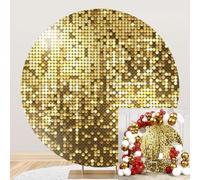 Ttincceer Gold Sequin Round Backdrop 6.5ft Luxury Shinmmer Gold Birthday Background Cover Girl Lady Celebration Birthday Photography Backdrop Kids Adult Portrait Shooting Props