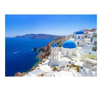 Ttincceer Greece Santorini Backdrop 11x8ft Mediterranean Coast Landscape Background Blue Ocean Elegant Town Village Photography Backdrop Birthday Wedding Party Shooting Props