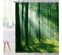 Ttincceer Green Forests Shower Curtain 72x84inch RainForests Sunshine Woodland at Sunrise Morning Bathroom Curtain Nature Scenery Mould Proof Resistant Shower Curtain Set