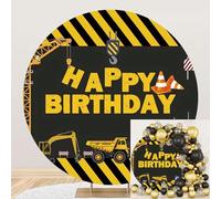 Ttincceer Happy Birthday Backdrop 6ft Cartoon Construction Site Crane Safety Line Photography Background Boy Baby Baptism Birthday Party Photography Backdrop Studio shot Props