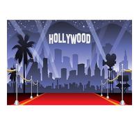 Ttincceer Hollywood Red Carpet Backdrop 9x6ft Movie Night Theme Awards Ceremony Background Urban Architecture Starry Night Spotlight Photography Backdrop Studio Photo Props