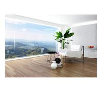 Ttincceer Living Room Backdrop 10x8ft Modern Office Luxury Sofa Plant Photography Background Vintage Wood Floor Outdoor Landscape Background Conference Live Photo Props