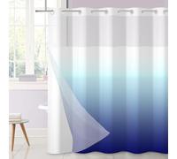 Ttincceer No Hook Shower Curtain Blue Bathroom Curtain Ombre Paled to Blue Modern Double Layer Shower Curtain with Snap in Liner Waterproof Bathtub Curtain 180x188cm