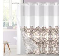 Ttincceer No Hook Shower Curtain Boho Striped Bath Curtain with Snap in Liner Double Layer Abstract Colorful Bohemian Shower Curtains 180x180cm Waterproof Bathtub Curtain