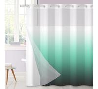 Ttincceer No Hook Shower Curtain Light Green Bathroom Curtain Ombre Paled to Green Modern Double Layer Shower Curtain with Snap in Liner Waterproof Bathtub Curtain 180x180cm