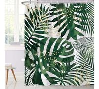 Ttincceer Palm Leaves Shower Curtain Abstract Green Tropical Plant Bathroom Curtain with Hook Mid-Century RainForests Jungle Botanical Shower Curtains Waterproof Bathtub Curtain 72x72inch