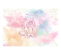 Ttincceer Princess Castle Backdrop for Girl Birthday Photo Pastel Rainbow Pink Castle Birthday Party Decoration Banner 9x6ft Watercolor Magical Fairytale Birthday Party Photography Backgrounds
