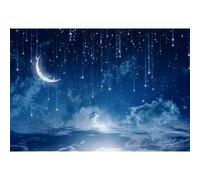 Ttincceer Starry Night Backdrop 10x6.5ft Bright Moon Stars Shining Photography Background Dark Blue Night Sky Clouds Photography Backdrop Newborn Birthday Party Banner