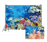 Ttincceer Underwater World Backdrop 2.5x1.8m 3D Undersea Sealife Reef Fish Submarine Landscape Photography Background Baby Shower Kids Birthday Party Decoration Banner Portrait Photo Prop