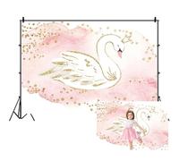 Ttincceer White Swan Backdrop 5x3ft Shy Swan with Crown Background Gold Sparkling Dots Pink Photography Backdrop Baby Shower Girl Birthday Wedding Decorations Banner Studio Props