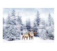 Ttincceer Winter Snow Backdrop Forests Elk Photography Background 7x5ft Christmas Theme Wildlife Background Snowy Woodland New Year Party Decoration Banner