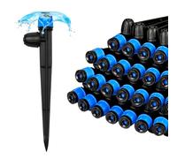 TTioDri 20 Pieces Drip Irrigation Emitters, Adjustable 360 Degree Drip Vortex Emitters on 5" with Stake for 1/4" Drip Irrigation Tubing Irrigation Fan Shape Drippers for Garden Watering System