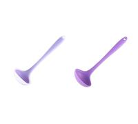 Ttiy Silicone Soup Spoon Heat Resistant Ladle Spoon Long Handle Round Scoop Kitchen Cooking Utensil for Serving 2PCS Purple