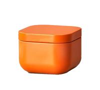 Ttiy Square Tin Cans With Lid Metal Candle Jar Heavy Duty Tea Tins Can Box for Storage Tea Coffee Sugar Candles 2PCS 5.5 x 5.5 x 4.5 cm Orange