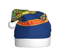 Ttjghdaa Idaho State Flag Print Festive Santa Hat,Christmas Decorations,For Christmas,Halloween,Community Events