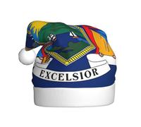Ttjghdaa New York State Flag Print Festive Santa Hat,Christmas Decorations,For Christmas,Halloween,Community Events