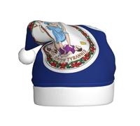 Ttjghdaa Virginia State Flag Print Festive Santa Hat,Christmas Decorations,For Christmas,Halloween,Community Events
