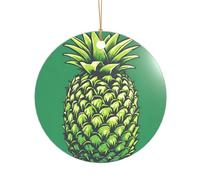 Ttkjshmgc a pineapple -Print Acrylic Round Pendant Gold Lanyard, Custom Christmas Ornaments For Tree Wedding Party Decor.