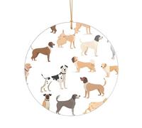 Ttkjshmgc Beagle Dog -Print Acrylic Round Pendant Gold Lanyard, Custom Christmas Ornaments For Tree Wedding Party Decor.