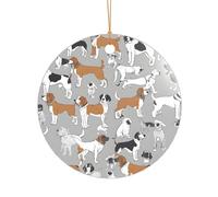 Ttkjshmgc beagle patterns -Print Acrylic Round Pendant Gold Lanyard, Custom Christmas Ornaments For Tree Wedding Party Decor.