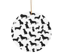 Ttkjshmgc Black Dogs Dachshund Dog -Print Round Aluminum Pendants Bulk Custom Christmas Aluminum Ornaments For Diy Multi-Size Decorative Tags For Events Crafting. 10cm
