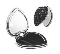 Ttkjshmgc Black & White Big Snow -Print Portable Makeup Mirror With Magnification Heart Shape - Pocket Compact For Travel, Handbag, Gift For Makeup Enthusiasts