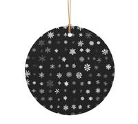 Ttkjshmgc Black & White Big Snow -Print Round Aluminum Pendants Bulk Custom Christmas Aluminum Ornaments For Diy Multi-Size Decorative Tags For Events Crafting. 10cm