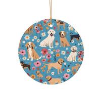 Ttkjshmgc Border Collie Florals -Print Round Aluminum Pendants Bulk Custom Christmas Aluminum Ornaments For Diy Multi-Size Decorative Tags For Events Crafting. 8cm