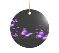 Ttkjshmgc butterfly -Print Acrylic Round Pendant Gold Lanyard, Custom Christmas Ornaments For Tree Wedding Party Decor.