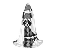 Ttkjshmgc Cartoon cute raccoon -Print Youth Hooded Cape - Printed Adjustable Cloak For Teens, Halloween Adventures, Parties & Festive Apparel With Easy Wear.