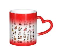 Ttkjshmgc Ceramic Mug 11 Oz, Red, Colour Changing with Heart Handle, Chihuahua Print, for Home Office Cafe