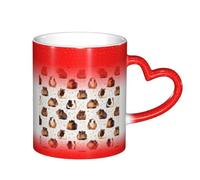 Ttkjshmgc Ceramic Mug 11 Oz, Red, Colour Changing with Heart Handle, Guinea Pig Print, for Home Office Cafe
