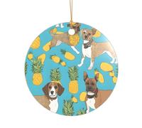 Ttkjshmgc Chihuahua Dog Pineapple -Print Acrylic Round Pendant Gold Lanyard, Custom Christmas Ornaments For Tree Wedding Party Decor.