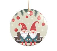 Ttkjshmgc Christmas Gnomes -Print Acrylic Round Pendant Gold Lanyard, Custom Christmas Ornaments For Tree Wedding Party Decor.