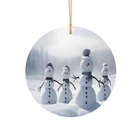 Ttkjshmgc Christmas Happy Snowman -Print Round Aluminum Pendants Bulk Custom Christmas Aluminum Ornaments For Diy Multi-Size Decorative Tags For Events Crafting. 10cm