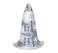 Ttkjshmgc Christmas Happy Snowman -Print Youth Hooded Cape - Printed Adjustable Cloak For Teens, Halloween Adventures, Parties & Festive Apparel With Easy Wear.