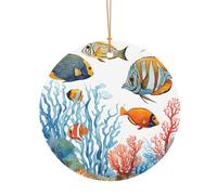 Ttkjshmgc color fish in the sea -Print Round Aluminum Pendants Bulk Custom Christmas Aluminum Ornaments For Diy Multi-Size Decorative Tags For Events Crafting. 10cm