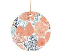 Ttkjshmgc Coral Reef -Print Round Aluminum Pendants Bulk Custom Christmas Aluminum Ornaments For Diy Multi-Size Decorative Tags For Events Crafting. 8cm