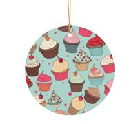 Ttkjshmgc Cupcake Pattern -Print Round Aluminum Pendants Bulk Custom Christmas Aluminum Ornaments For Diy Multi-Size Decorative Tags For Events Crafting. 10cm