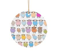 Ttkjshmgc Cute colorful sheep cartoon pattern -Print Round Aluminum Pendants Bulk Custom Christmas Aluminum Ornaments For Diy Multi-Size Decorative Tags For Events Crafting. 10cm