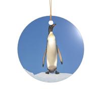 Ttkjshmgc Cute Penguin -Print Acrylic Round Pendant Gold Lanyard, Custom Christmas Ornaments For Tree Wedding Party Decor.