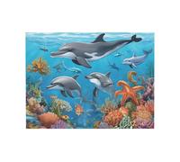 Ttkjshmgc Dolphins Sea Turtle Octopus Coral Reef Print Unframed Wall Art Canvas 30X40, Large Waterproof Print With High-Gloss Finish, For Living Room Bedroom, Modern Abstract Nature Design.