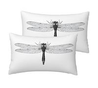 Ttkjshmgc Dragonfly -Print Imitation Linen Pillow Cover Set Of 2, 12x20 Inch Hidden Zipper, Reversible Decorative For Indoor Outdoor Use