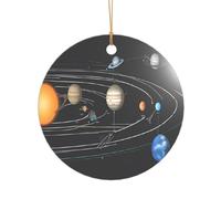 Ttkjshmgc Exploring the Solar System -Print Acrylic Round Pendant Gold Lanyard, Custom Christmas Ornaments For Tree Wedding Party Decor.