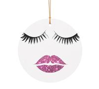 Ttkjshmgc Eyelash Lip White Print -Print Round Aluminum Pendants Bulk Custom Christmas Aluminum Ornaments For Diy Multi-Size Decorative Tags For Events Crafting. 10cm