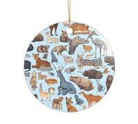 Ttkjshmgc Farm Animal -Print Acrylic Round Pendant Gold Lanyard, Custom Christmas Ornaments For Tree Wedding Party Decor.