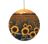 Ttkjshmgc Farm Sunflowers -Print Round Aluminum Pendants Bulk Custom Christmas Aluminum Ornaments For Diy Multi-Size Decorative Tags For Events Crafting. 10cm